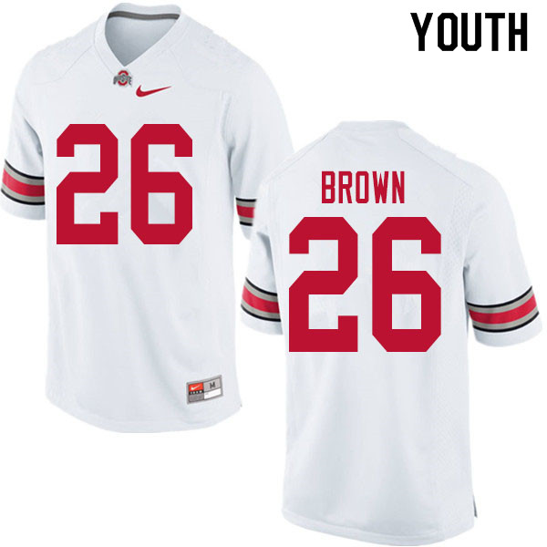 Ohio State Buckeyes Cameron Brown Youth #26 White Authentic Stitched College Football Jersey